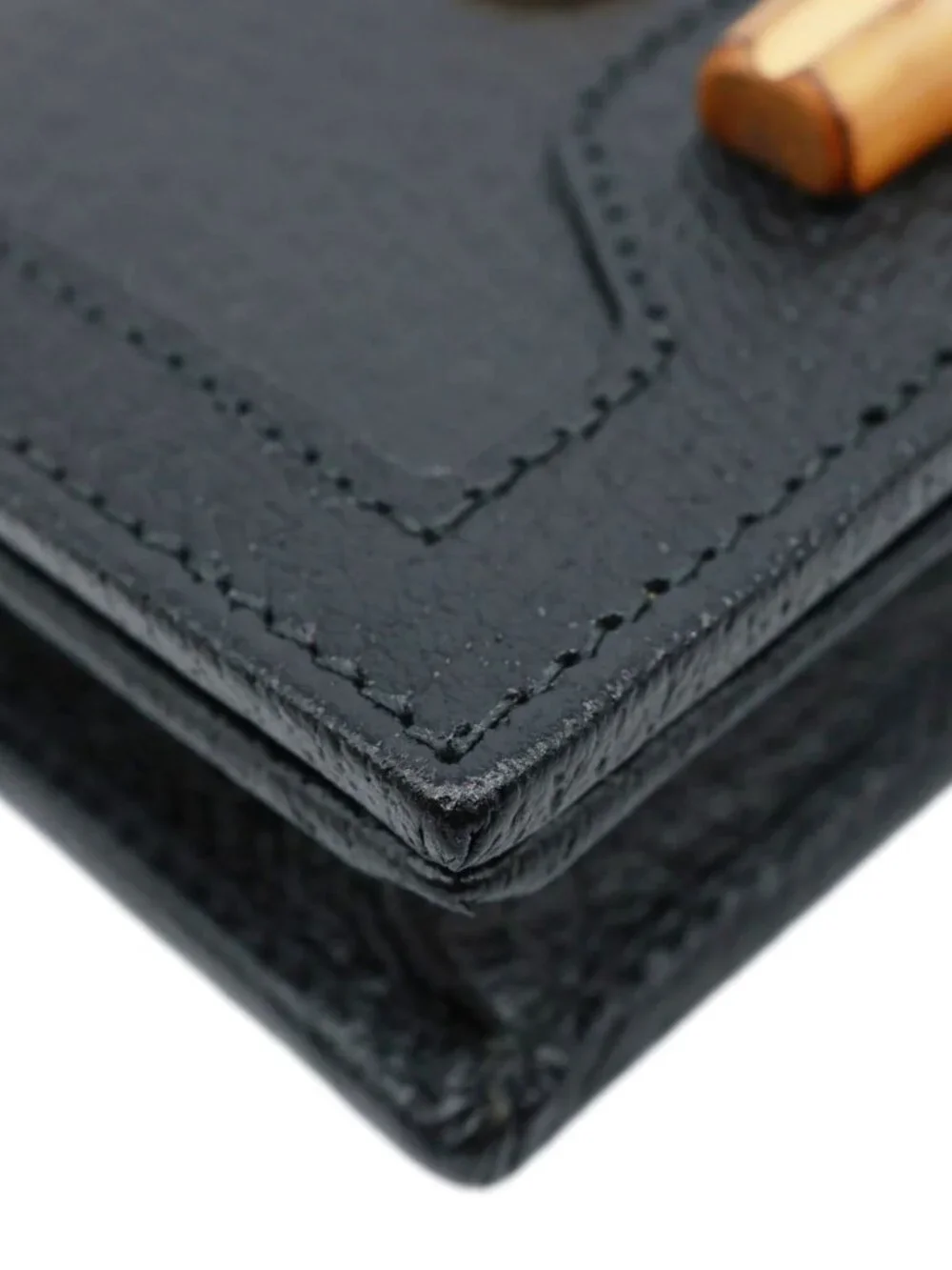 Gucci  Diana Small Bamboo Leather Card Case Wallet Black 658244